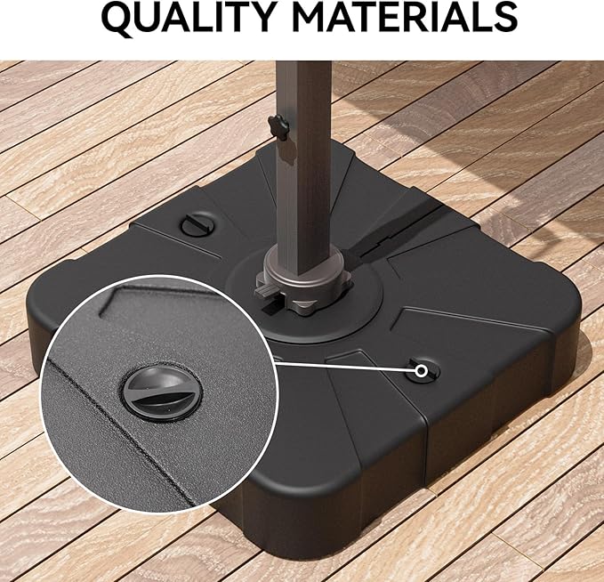Jentafix Patio Outdoor Cantilever Umbrella Base, Fillable Stand with Wheels, 315 lbs Capacity for Large Offset Umbrella (35.5 Inches)