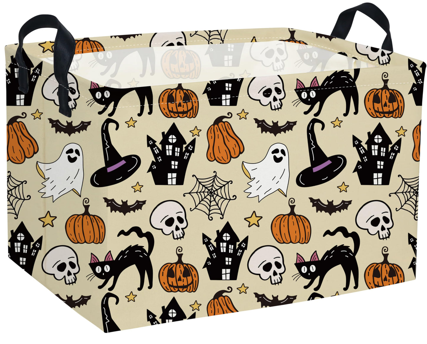 DDBASKET Halloween Basket Pumpkin Baskets Trick or Treat Basket Rectangular Toy Storage Bin for Halloweens Parties(Horror Halloween)
