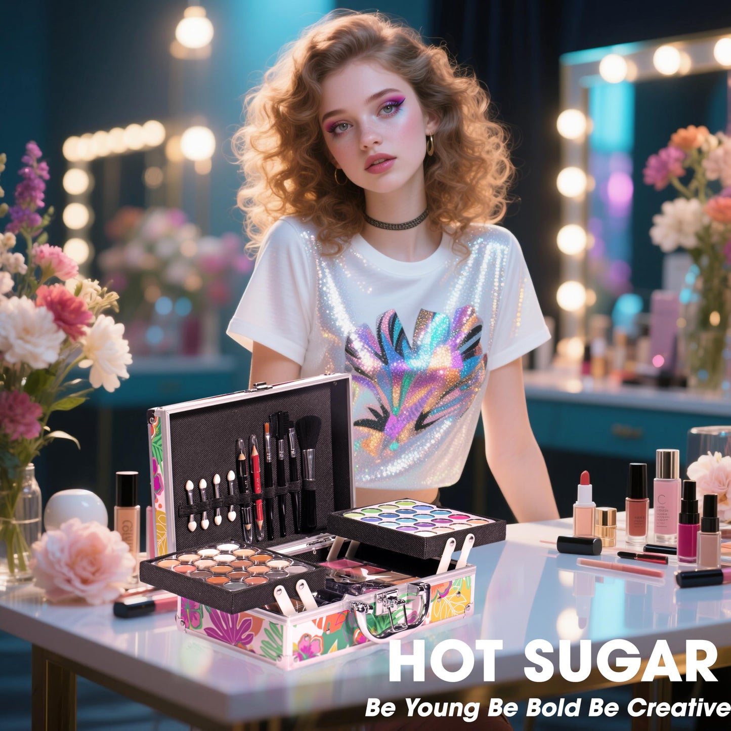 Hot Sugar Makeup Kit for Women Full Kit, Teen Girls Makeup Set Ages 8-16 for Birthday & Christmas (Tropical)