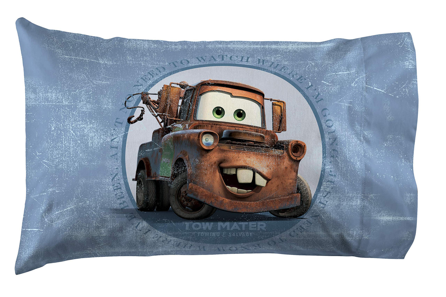 Jay Franco Disney/Pixar Cars Tune Up Blue/Gray 4 Piece Full Sheet Set with Lightning McQueen & Mater (Official Disney/Pixar Product)