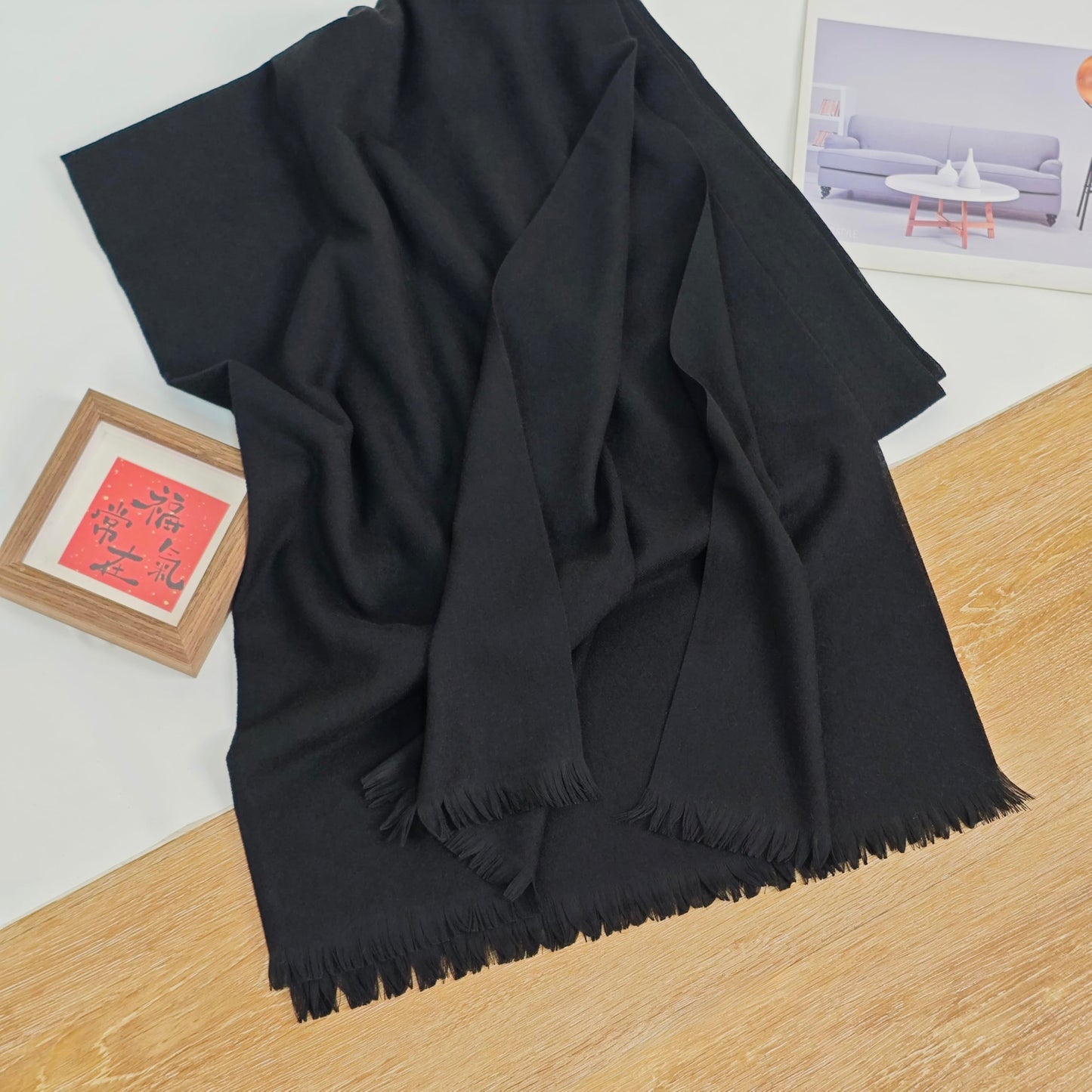 Large Fashion Scarf Pashmina Shawls & Wraps for Women Extra Soft Cashmere Feel Throw Womens Cold Winter Scarfs for Wedding Dress Christmas Gift in Solid Black