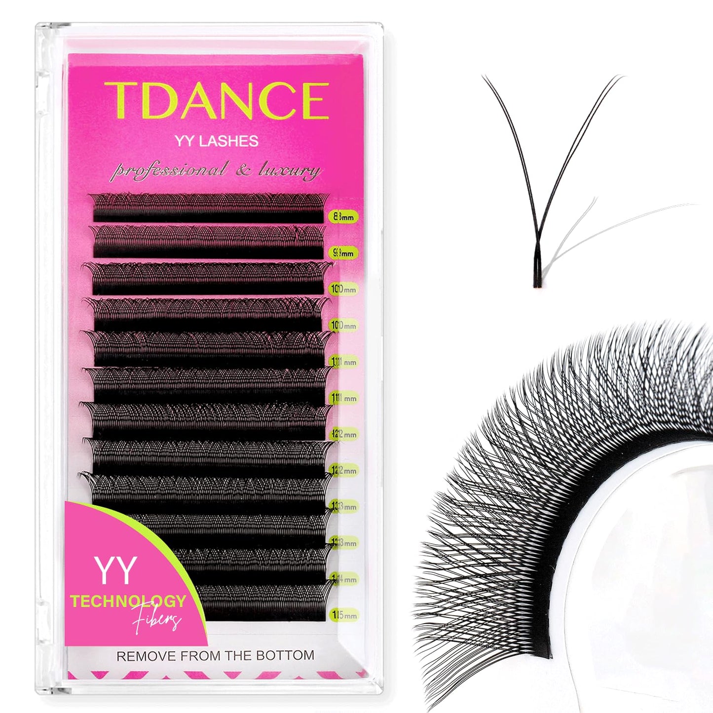 TDANCE YY Lash Extensions D Curl 0.07mm Thickness Volume Extension 4D Fans 12mm YY Lashes Long Lasting Easy Application Lashes P