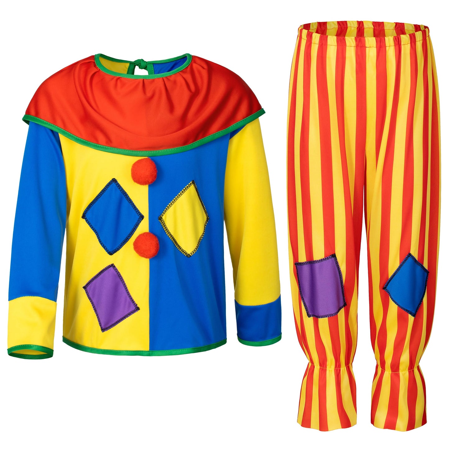 Yoroka 5Pcs Kids clown costume set Circus costume Boys and Girls Cosplay Costumes Quick Dress up for Clown(3XL)