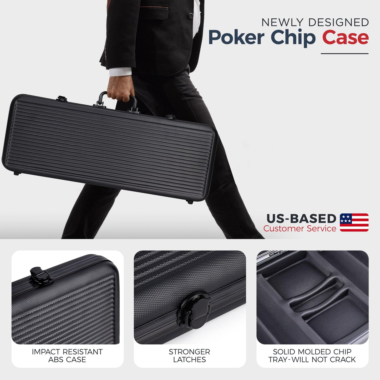 Versa Games Pro Poker Chips - Poker Set 13.5g 500 Piece Casino Clay Poker Chips with Denomination Numbers for Texas Holdem - New Upgraded Poker Chip Case