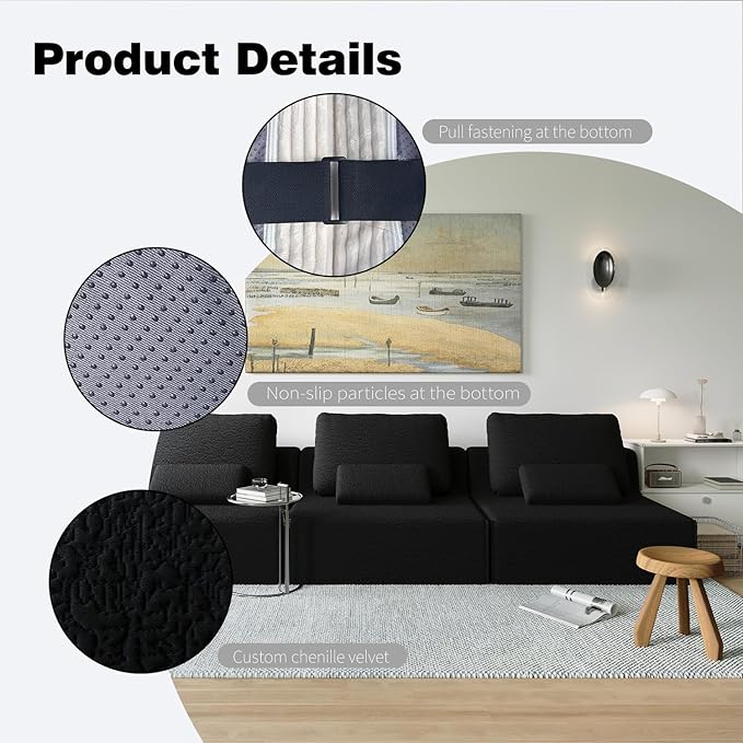 Sailret Oversized Modular Sectional Sofa, Foam-Filled Lazy Couch with Lumbar Pillow, Convertible Floor Sofa Set for Living Room Bedroom, Free Combination, Multiple Packs (1–6 Seats)