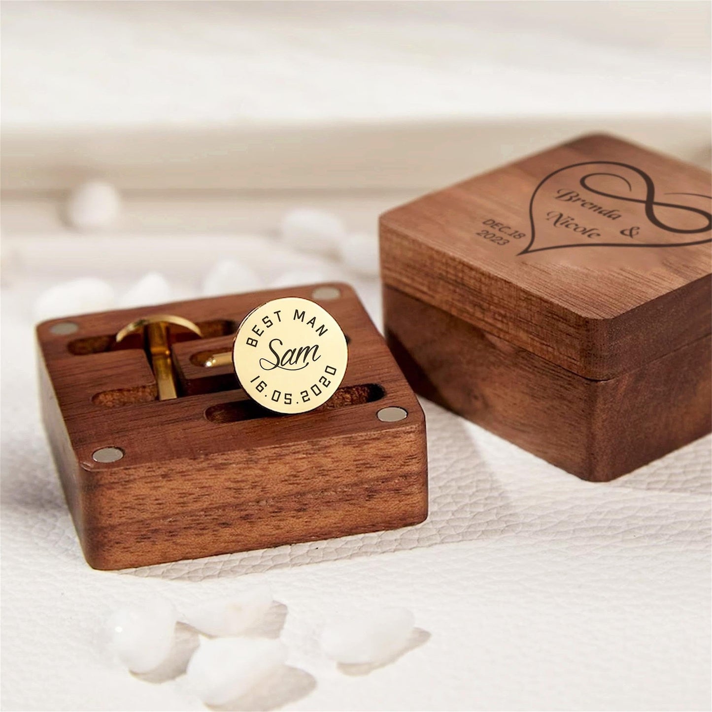 Kooer Wedding Gifts For Father, Father of The Bride CuffLinks Tie Clip Set With Wood Gift Box Wedding Men's Jewelry Cufflinks Gifts for Father Dad (Father of the bride wood box set)