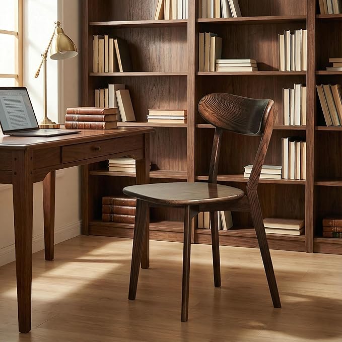 Bamskov 100% Solid Wood Dining Room Chairs - Practical Kitchen Chairs - Wood Chair for Dining Room, Kitchen (1, Walnut)