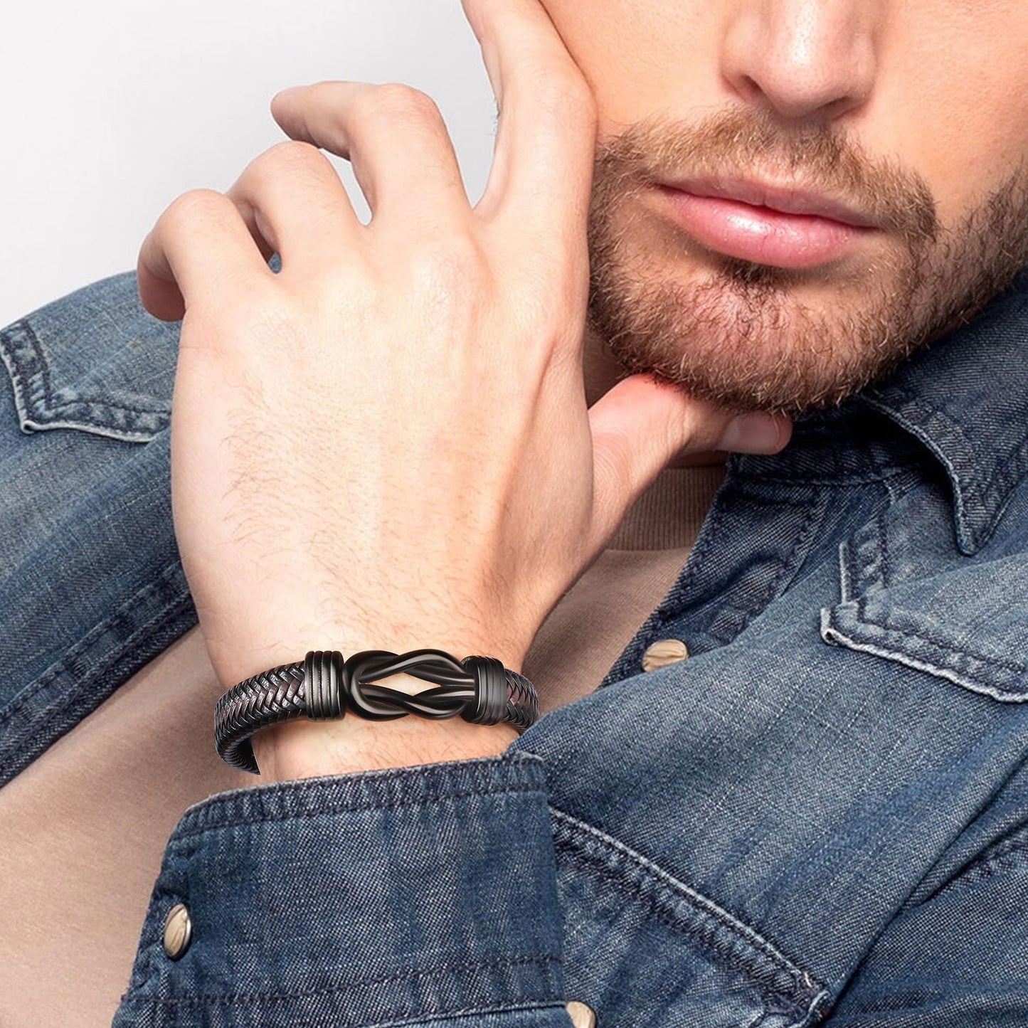 JoycuFF Step Dad Gifts for Birthday from Daugter Son, Gifts for Step Father Ideas Unique Father's Day Christmas Jewelry for Step Dad Knot Bracelet for Men Thanksgiving Anniversary Present for Him
