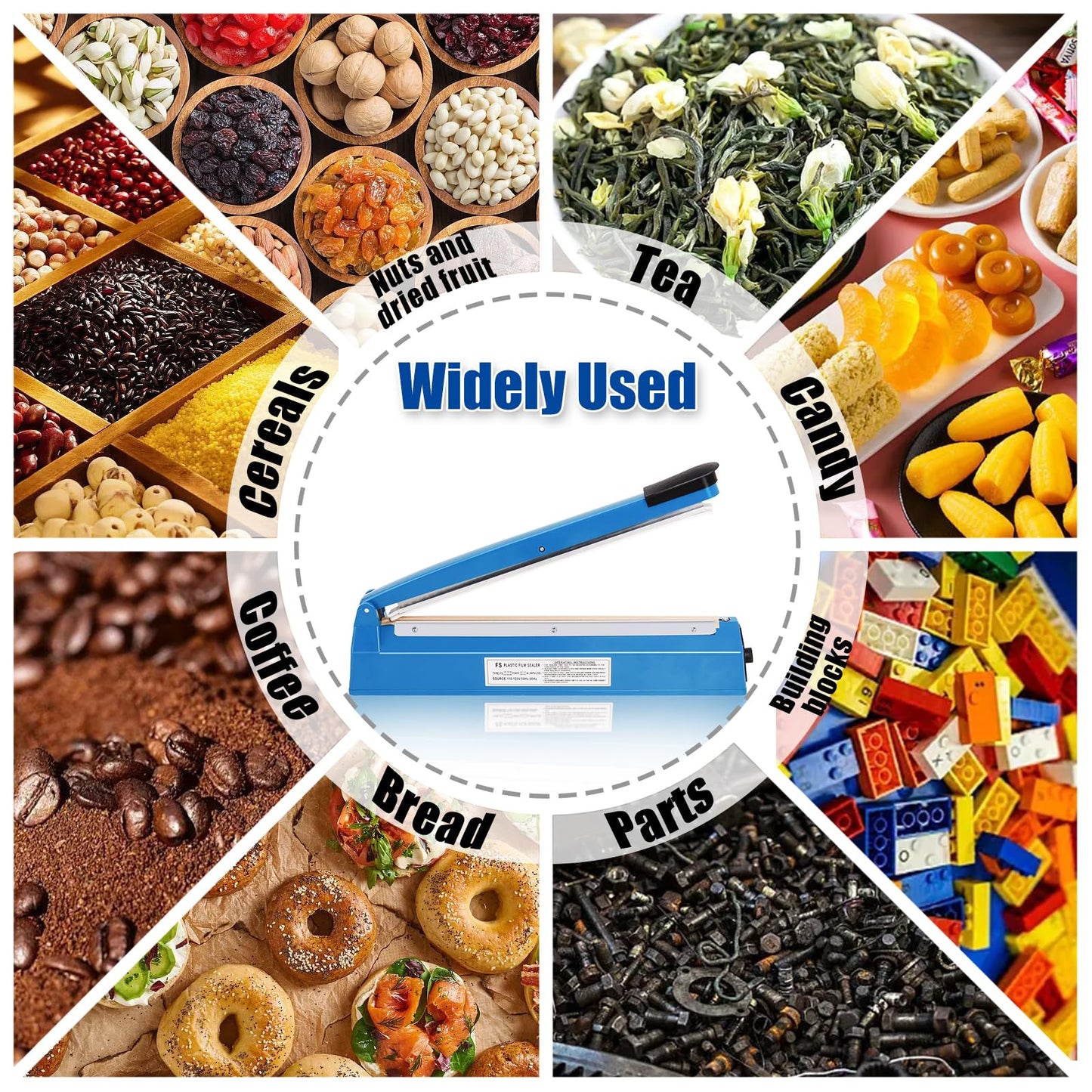 16 Inch Impulse Heat Sealer Machine for Plastic Bags PE PP Bags and Kraft Paper Bag, Cookie Bag Sealer, Manual Poly Bag Hot Seal Sealing Machine with Extra Replace Element Grip