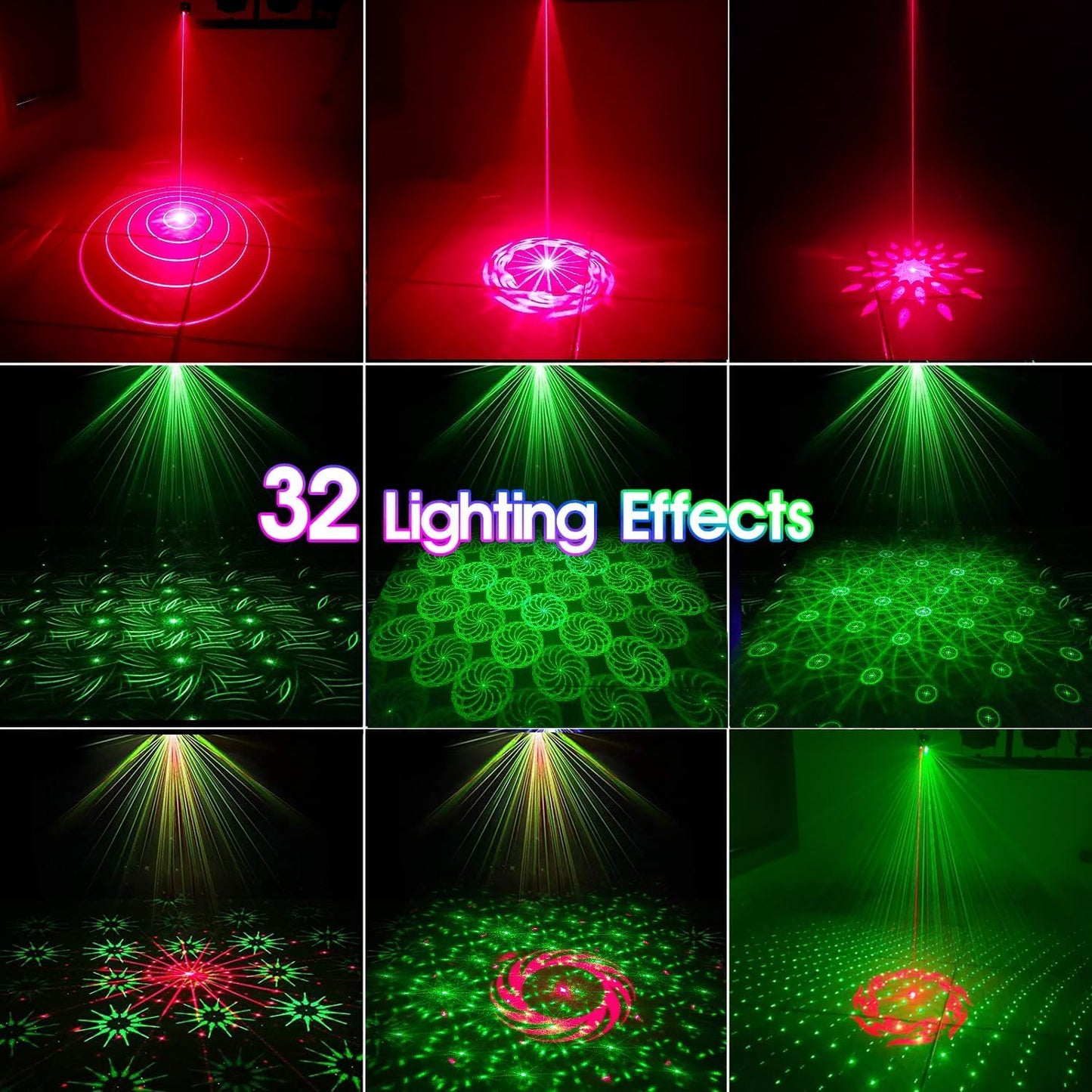 KOOT Party Lights Dj Disco Light with Pattern Projection and Sound Activated, Strobe Stage Lighting for Parties Indoor Dance Birthday Rave Bar Karaoke Christmas Wedding Show Club