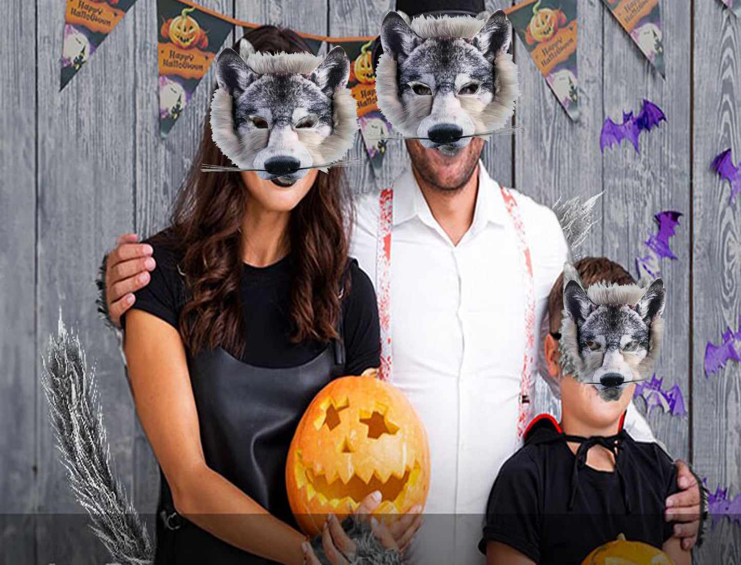 Valpeak Unleash Your Inner Wolf with Our Therian Wolf Mask, Tail, and Paw Set(Wolf three-piece set), Gray