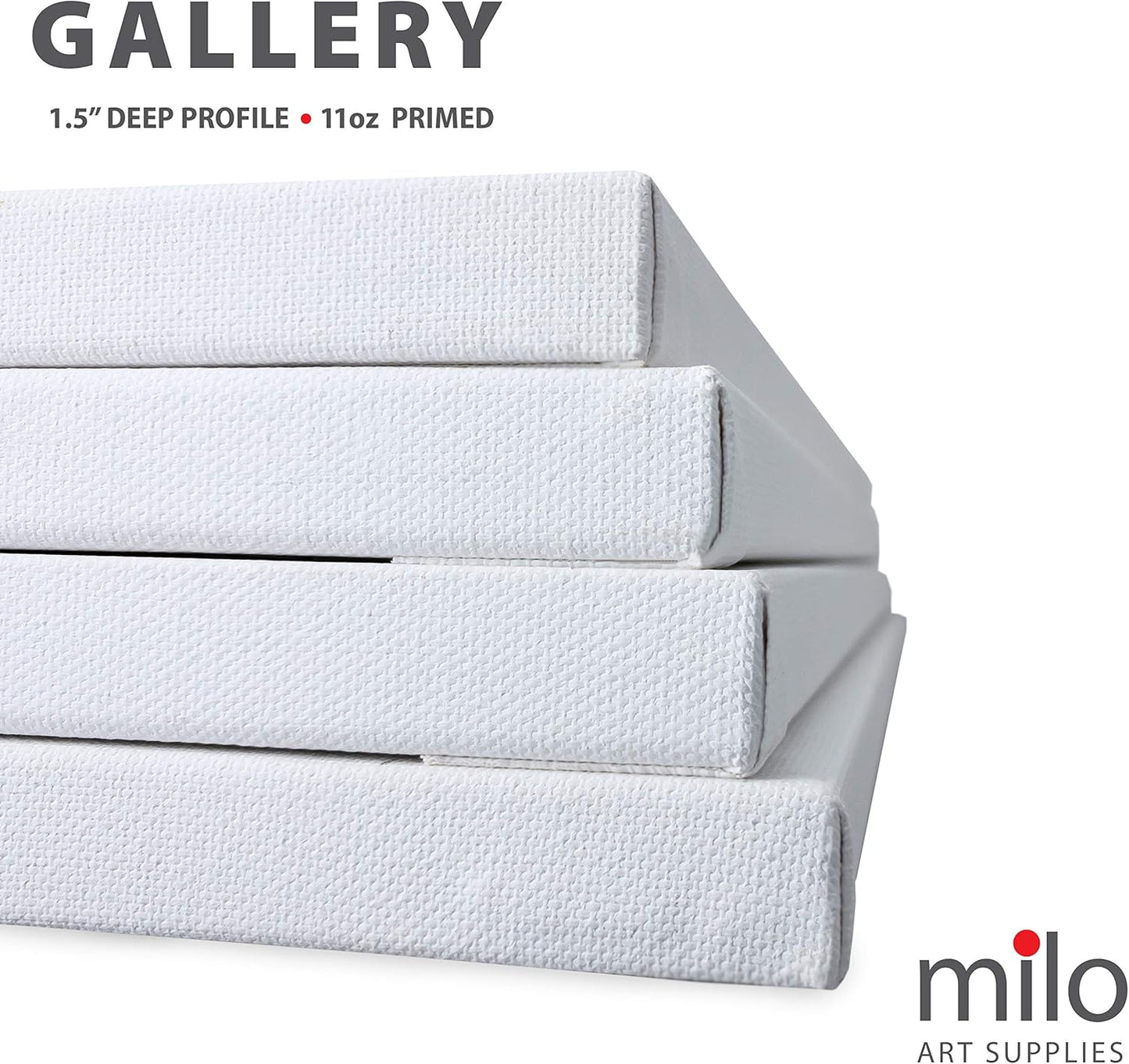 milo Stretched Artist Canvas | 18x24 inches | 4 Pack | 1.5” inch Thick Gallery Profile | 11 oz Primed Large Canvases for Painting, Ready to Paint Art Supplies for Acrylic, Oil