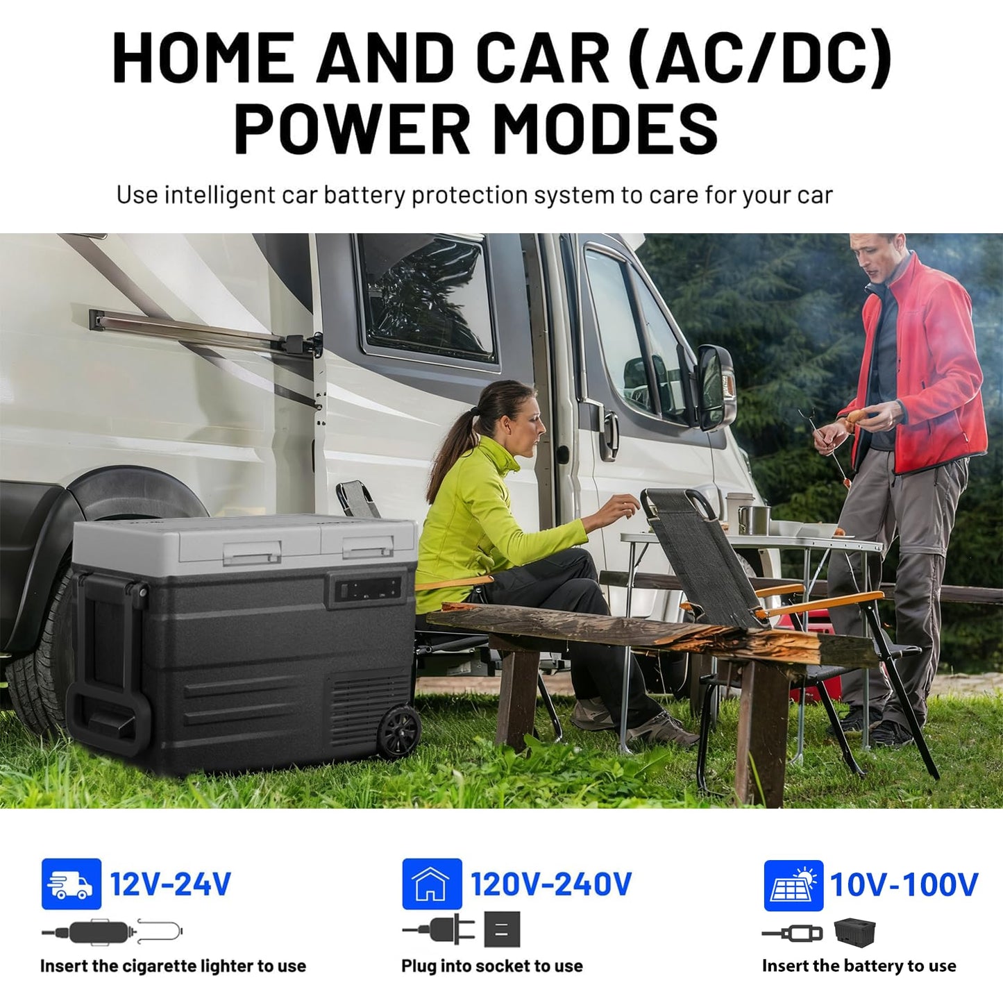 zcamp UD65 12V Car Refrigerator,Dual Zone Car Fridge with Wheels,60QT(56.7L) Electric Cooler Portable Freezer,12 Volt Refrigerator -4℉~68℉,12/24V DC 100-240V AC for Camping, Travel, Truck, RV