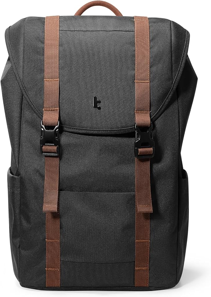 tomtoc Flap Laptop Backpack, Lightweight, Water-Resistant Casual Daypack, Durable Work-pack, Vintage Classic Rucksack for ...