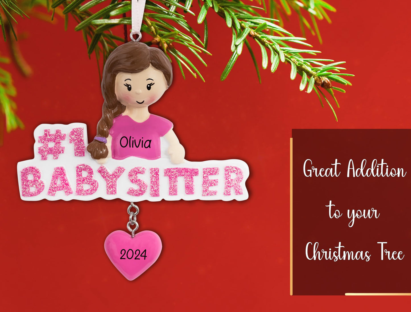 UniqXmas Personalized Babysitter Figurine Christmas Ornament 2025 | #1 Babysitter for Xmas Tree - Daycare Provider, Best Nanny | Unique Keepsake Gift - Custom Name & Year