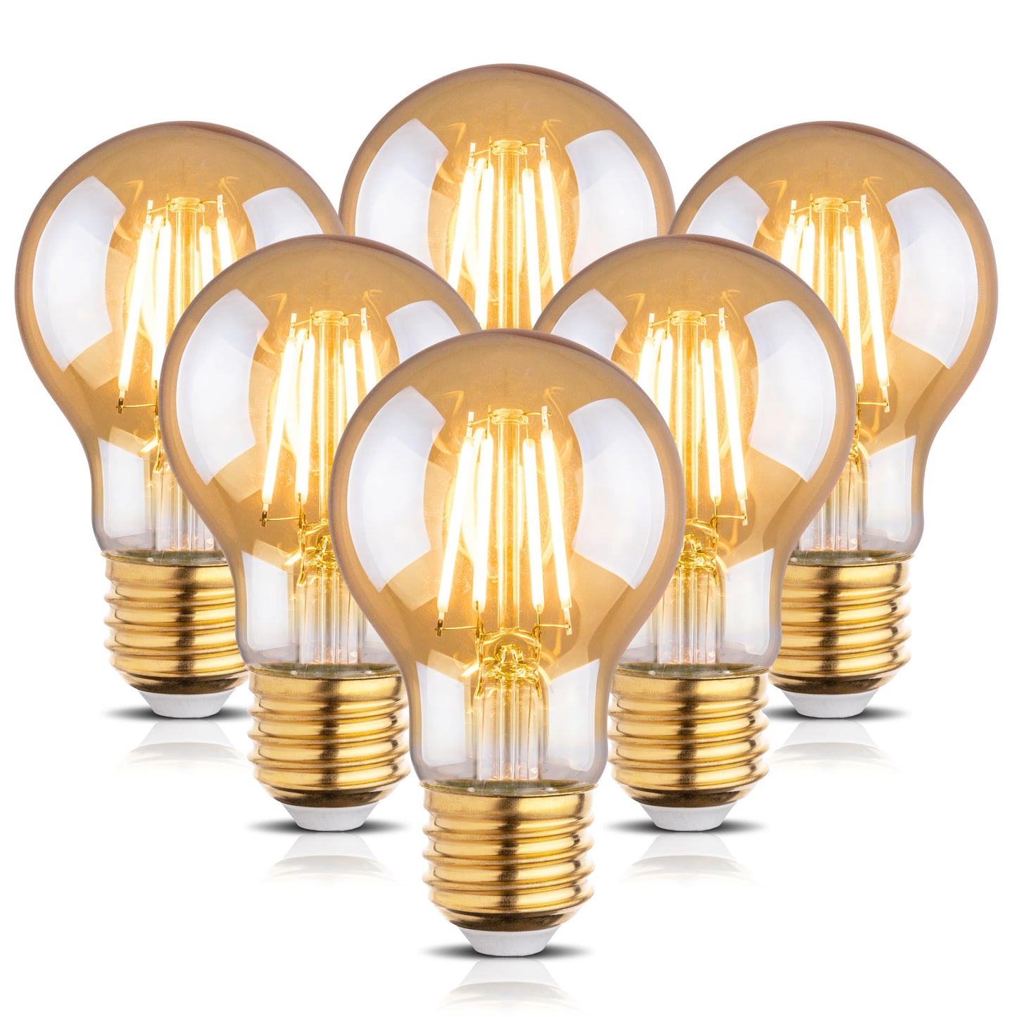 runquiz 2200k Led Light Bulb,Vintage A19 Edison Bulbs,Dimmable Amber Warm White Tone Light Bulb,Antique Led Filament Light Bulbs,Old Style Light Bulbs,40W/60W Equivalent,4 Watt/6 Watt,E26 Base