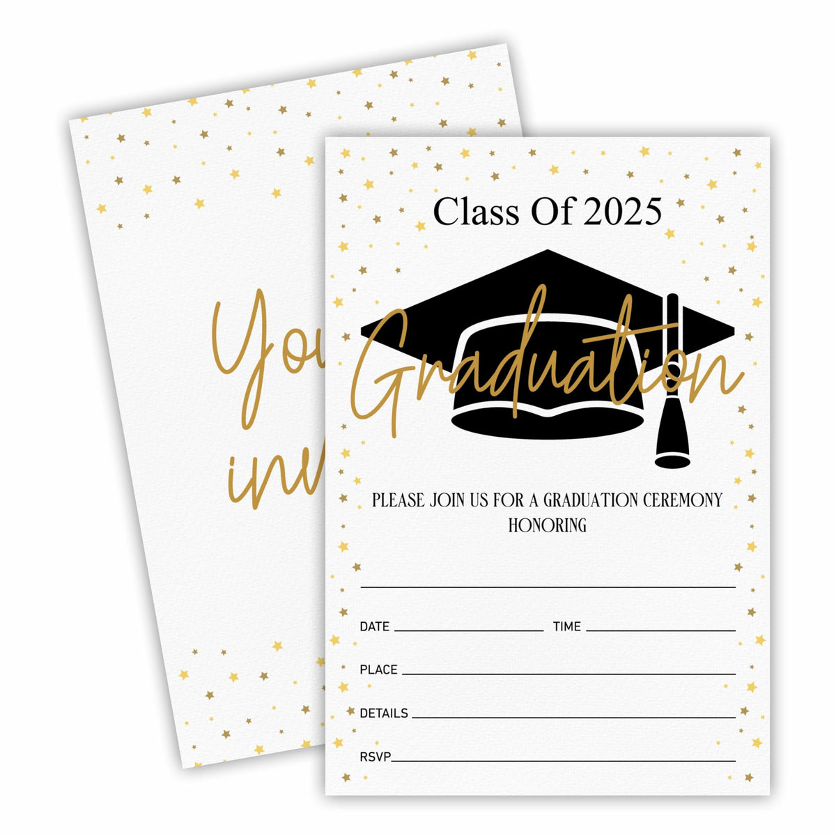 2025 Graduation Party Invitations - Class of 2025-20 Graduation Invitations with Envelopes, Shining Star Fill-In Invitation Cards for High School College Graduation Party Celebration Supplies - A08