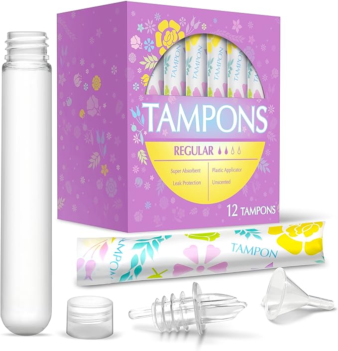 GoPong Tampon Flasks 12 Pack (18 oz Total) - Hidden Alcohol Travel Flasks for Women - Secret Liquor Containers for Nightcl...