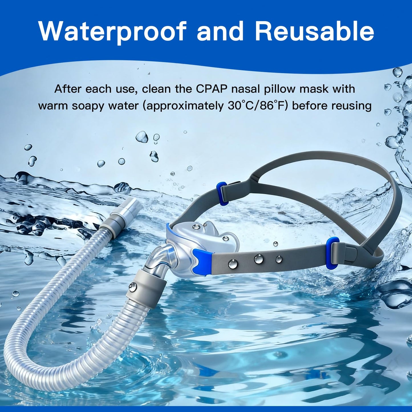 Chic Tree CPAP Nasal Pillow Mask, Nasal Pillow Set with Detachable Headgear, Frame, Tube and 3 Different Sizes of Nasal Pillows(S,M,L)
