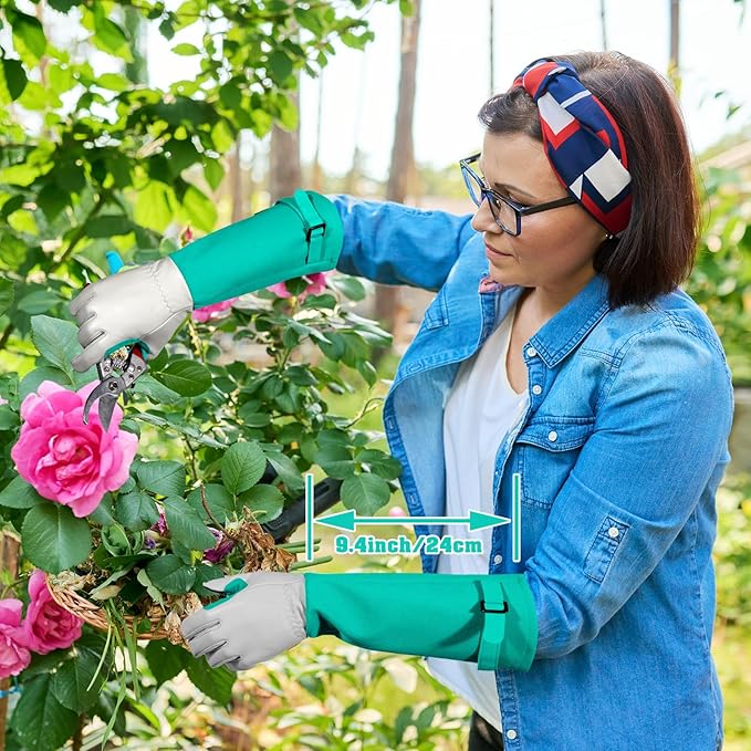 Long-Gardening-Gloves for Women/Men - Thorn Proof Rose Pruning Gloves Heavy Duty Gauntlet, Best Garden Gifts for Gardener-M