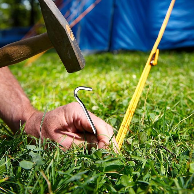 RITDVNI 20Pcs 7" Tent Pegs Ground Stakes, Metal Stakes, Camping Peg for Pitching Camping, Camping, Outdoor Decoration