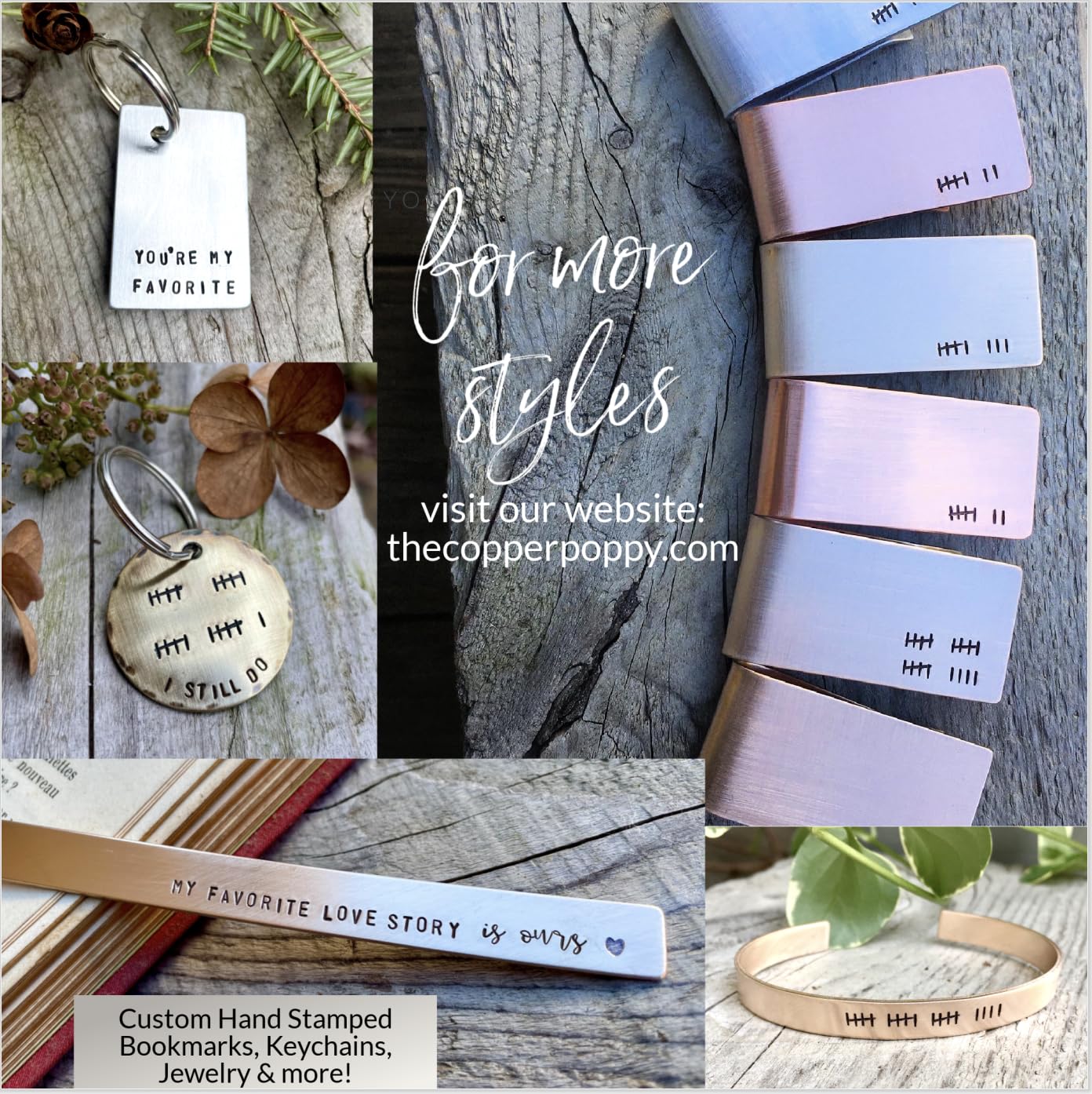 Copper Anniversary Gifts, 7th / 22nd Anniversary Bookmark Gift, Personalized Custom Bookmark in Copper