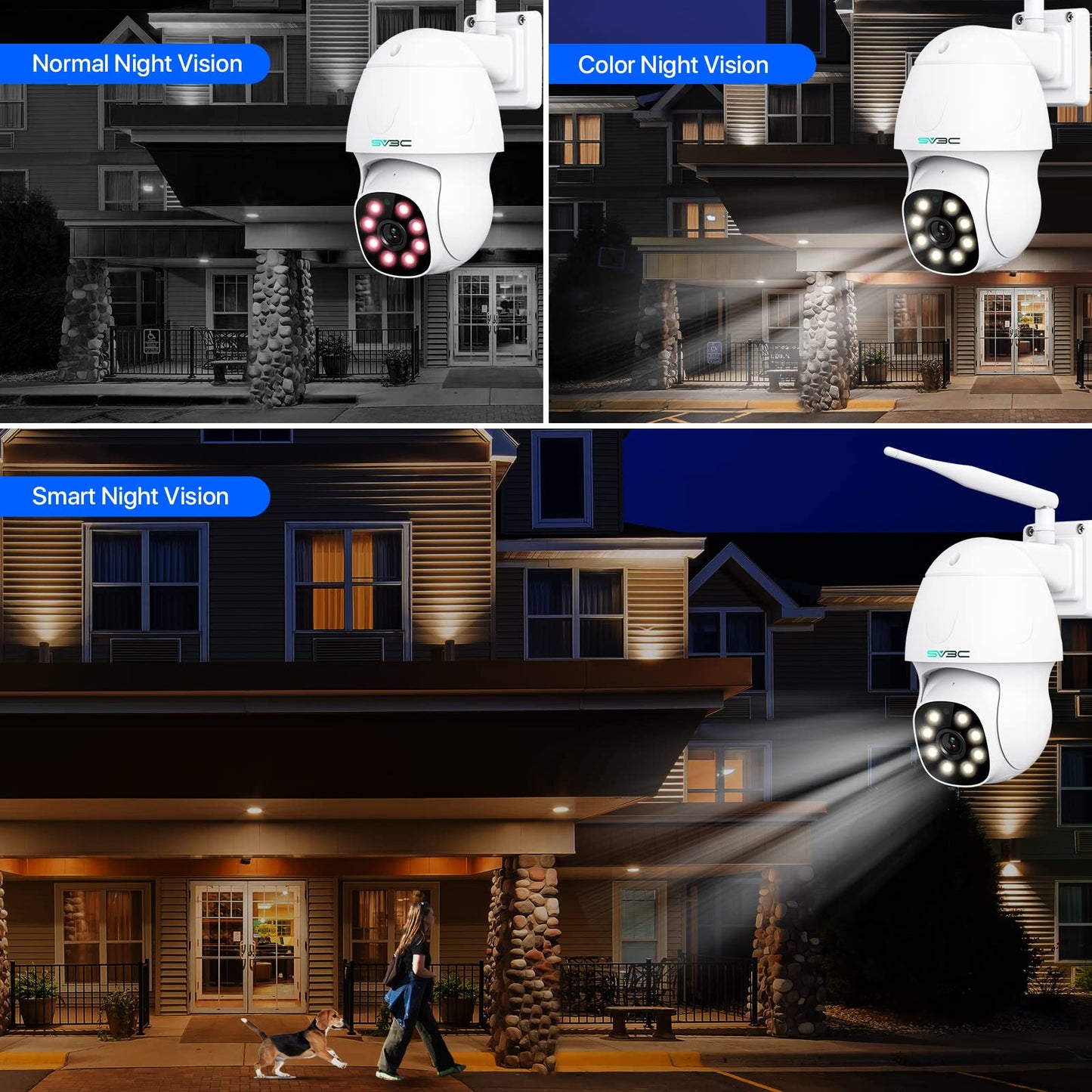 Sv3C 5Mp Ptz Ip Camera Outdoor, Pan Tilt Security Cameras With Dual Band 2.4G 5G Wifi, Auto Tracking, Floodlight Color Night Vis