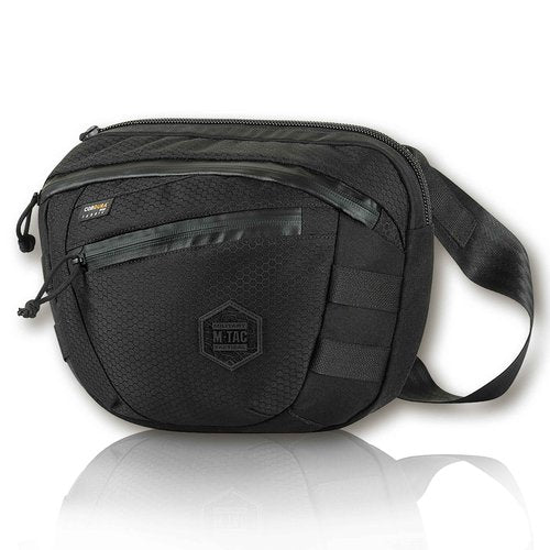 M-Tac Tactical Large Crossbody Bag for Men - Concealed Carry Sling - Multicam Black CCW Chest Bag - Elite Sphaera Shoulder Pack (Hex, Regular)