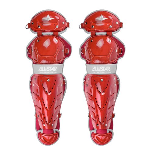 All-Star Top Star Series Leg Guards - Scarlet Red, 12.5", Ages 7-9 - Baseball Accessories, Baseball Equipment Kit