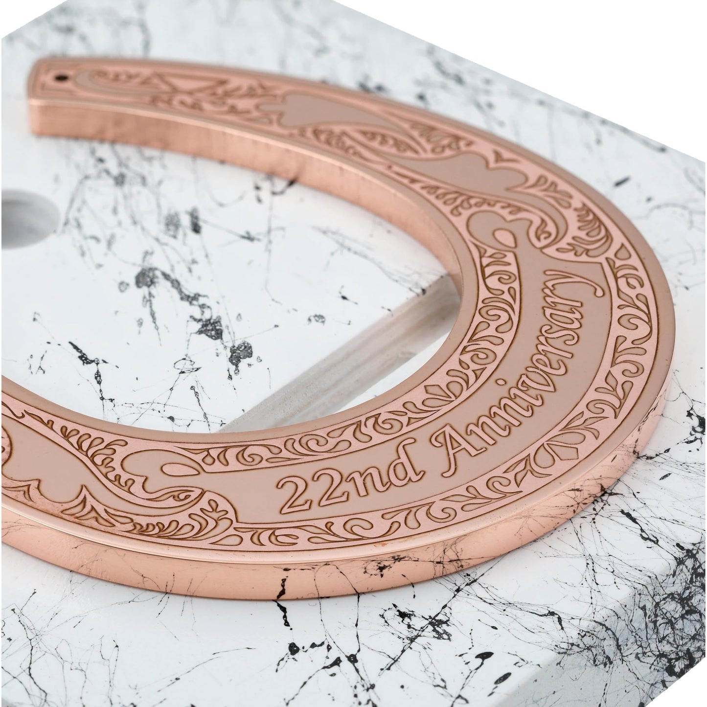 Copper Horseshoe with Wooden Stand - 22nd Anniversary, Copper Anniversary Decor, Lucky Keepsake Gift for Couple, Husband or Wife