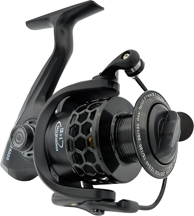 Fishdrops Spinning Fishing Reels 12+1BB Ultra Lightweight Carved Aluminum Spool Reels Affordable Smooth Spinning Reels