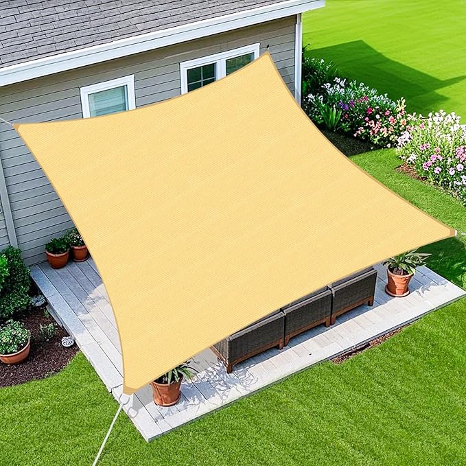 Amagenix Sun Shade Sail 16'X20' Curved Edge Outdoor Shade Canopy Sand Breathable 95% UV Block Shade Cloth for Patio Garden...