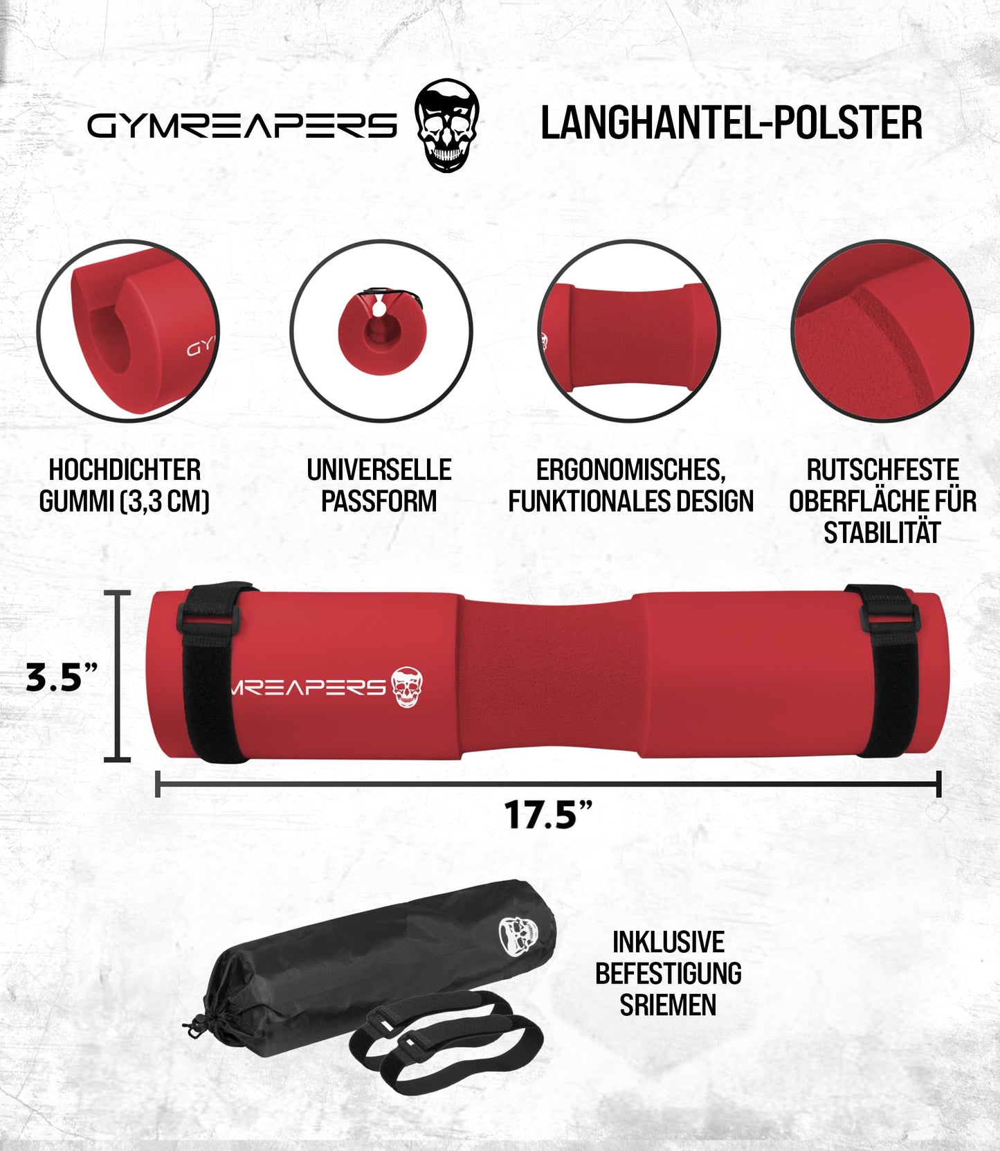 Gymreapers Barbell Squat Pad - Protective Bridge Pad For Hip Thrust, Squats, Lunges - Hip Support, Neck Protection For Bar (Red)