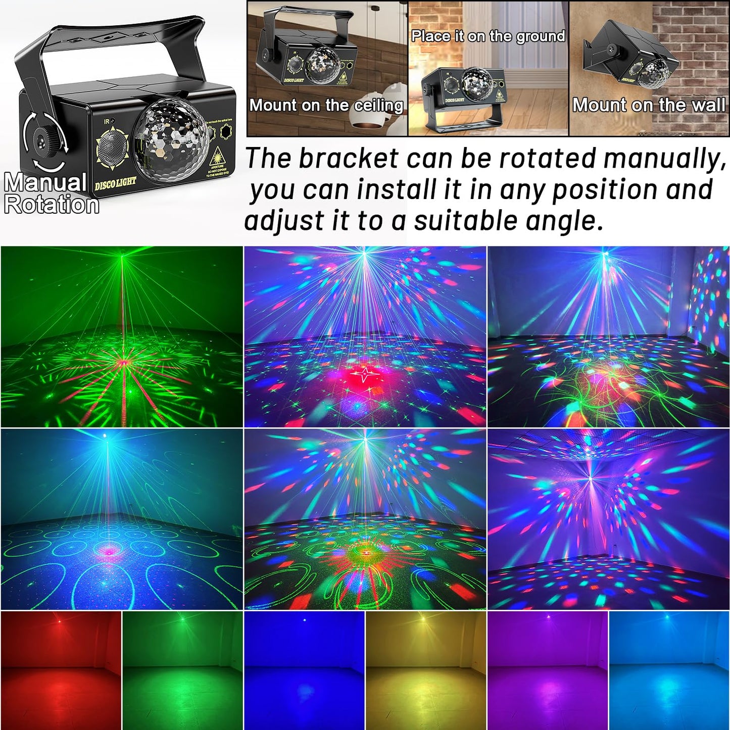Caivimvn Party Lights, Dj Disco Light Disco Ball Light Sound Activated Strobe Stage Lights For Parties Birthday Christmas Gift W