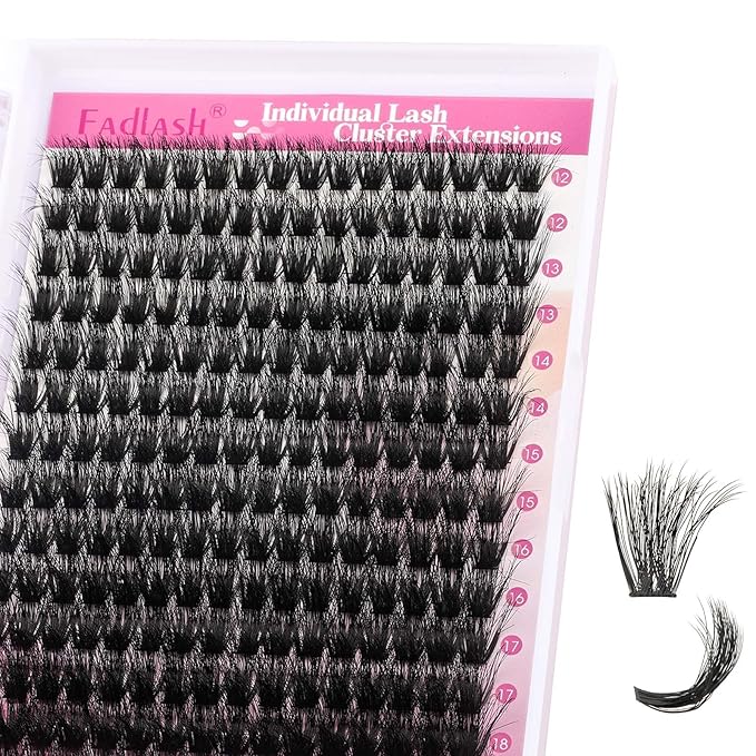 FADLASH Lash Extension Kit 100D Lash Clusters D Curl Lash Cluster Kit DIY Eyelash Extension Kit with Lash Bond and Seal Lash Applicator Tool 3D Effect fluffy Cluster Lashes(100D Kit, Mix 12-18mm)