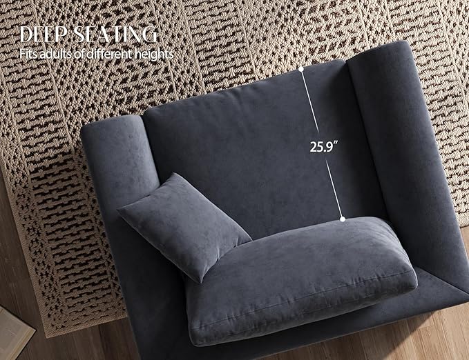 ohllob 48.6" Single Sofa, Small Boneless Couches for Living Room, Cloud Couch for Bedroom, Office, Grey
