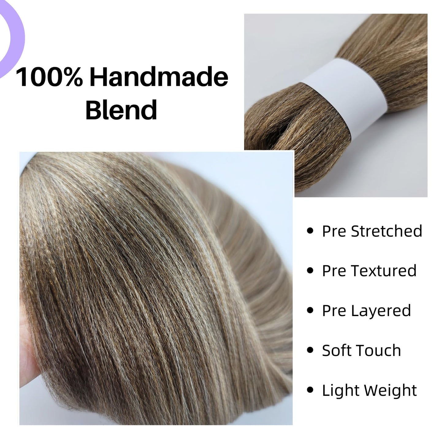 Ash Brown Braiding Hair Pre Stretched 16Inch 4/27/613# Mixed Synthetic Kids Braid in Hair Extension for Braiding