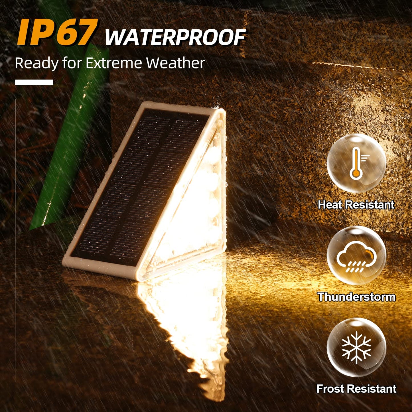NIORSUN Solar Step Lights 8 Pack, Outdoor Stair Lights Waterproof IP67 with Auto On/Off - 3000K Warm White for Steps, Stairs, Deck, Patio, Yard, Porch, Garden, Sidewalk, Front Door