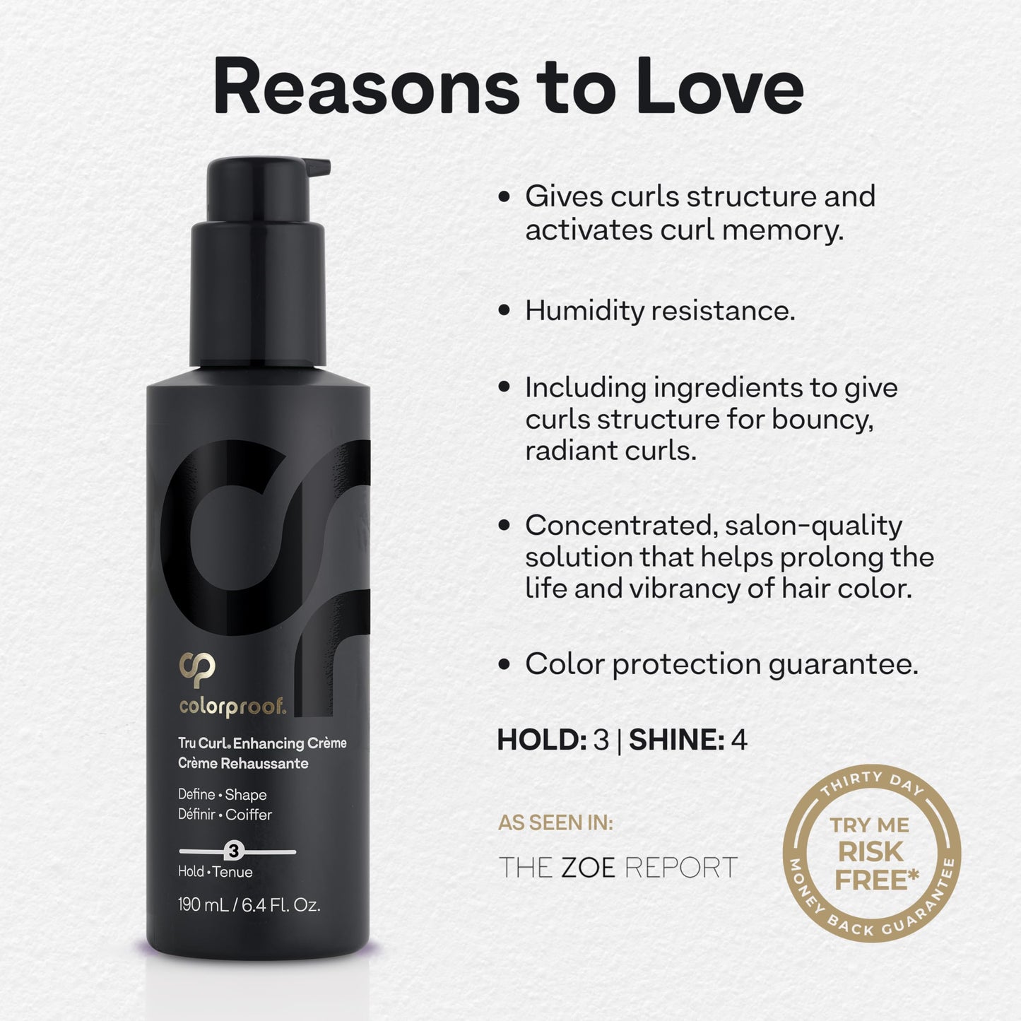 Colorproof Tru Curl Enhancing Crme 6.4 Fl oz. Curl Creme with Black Currant, Jasmine & Peach Scent, Anti-Frizz, Humidity Control