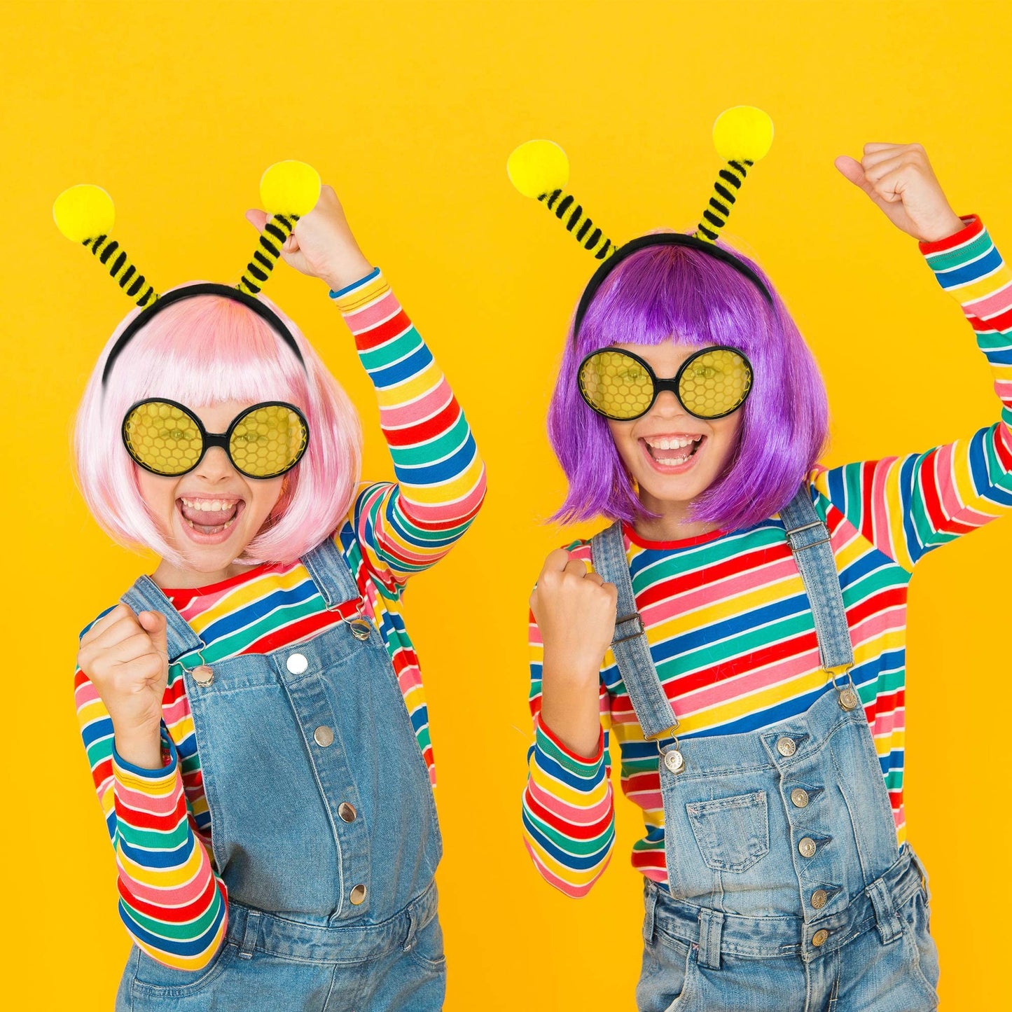 Trounistro 16 Pack Bee Headband and Glasses Set Bee Antenna Headband Boppers with Bee Sun Glasses Honey Bee Costumes for Fancy Dress Party Halloween Decoration