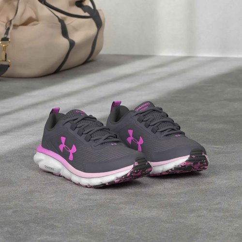 Under Armour Charged Assert 9 Jet Gray/Pink Elixir/Rebel Pink 10 B (M)