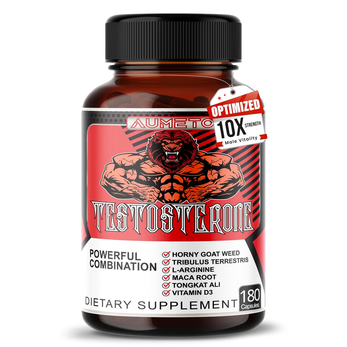 Aumeto Vitality & Wellness Support for Men with Tribulus, Tongkat Ali, Maca Root, L-Arginine & Vitamin D3 – 90 Capsules
