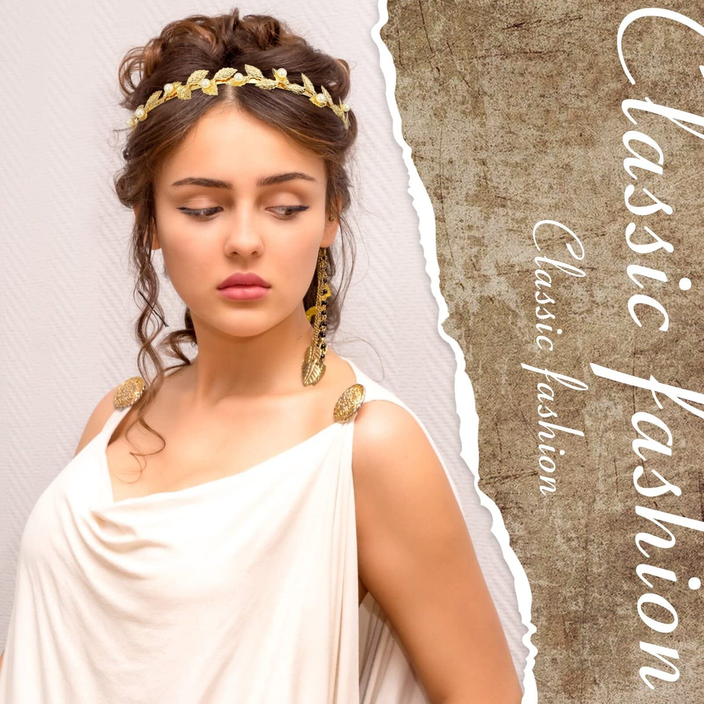 Kacctyen 6 Pcs Gold Leaf Wedding Headbands Set Flower Faux Pearls Headband Golden Bridal Tiara Greek Queen Crown Headpiece Metal