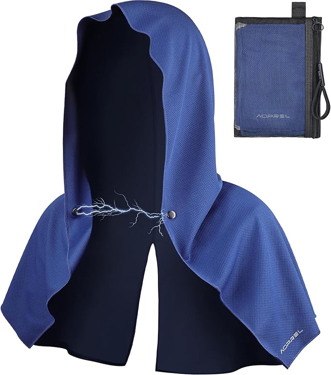 AOPREL Cooling Hoodie Towel Magnetic Lock Towels for Neck and Face UV Protection, Moisture-Wicking for Camping Gym and Yoga