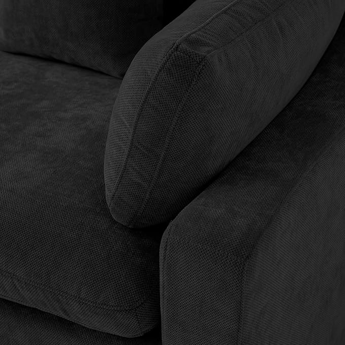 WJShome 83" Cloud Couch Sectional for Living Room, Down Filled Modular Sectional Sofa,Love Seat Sofas,Convertible Couch, Sofa Covers Washable&Replaceable,Black