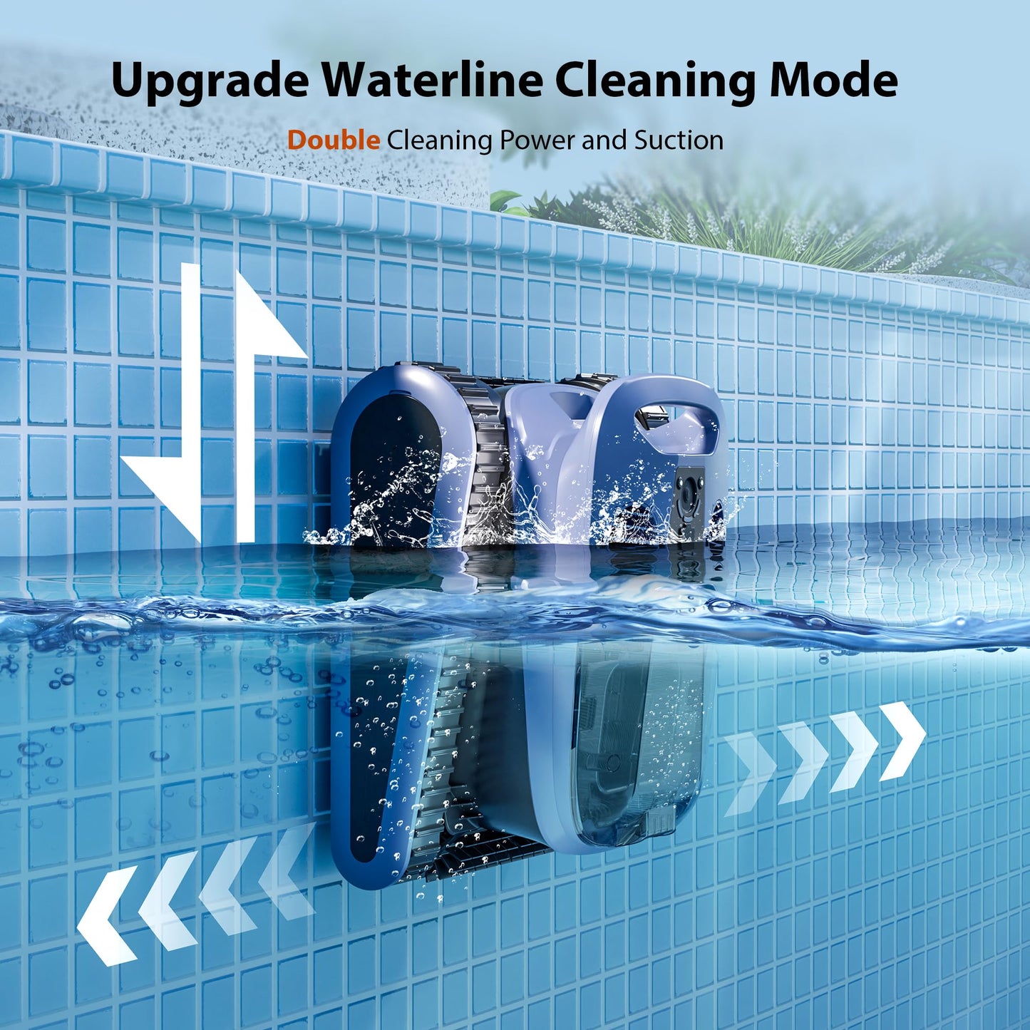 Sat40 Sonar Navigation Pool Vacuum for Inground Above Ground Pools, Climb Stairs Pool Cleaner with 4 Modes, Powerful Suction, Self-Parking, Wall&Waterline Cleaning Pool Robot, Clean Up to 2150 Sq.Ft