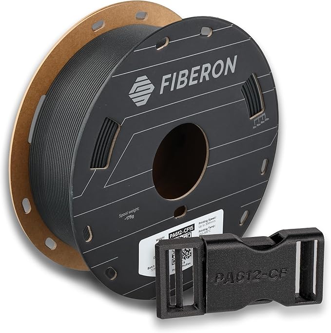 Polymaker Fiberon PA612-CF Carbon Fiber Nylon Filament 1.75mm Black 0.5kg, Fiberon PA612-CF Strong & Low Moisture Sensitiv...