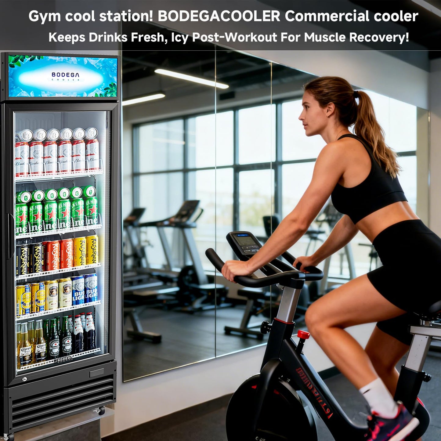 BODEGACOOLER Commercial Beverage Refrigerator, 12.5 Cu. Ft Black Commercial Merchandiser Refrigerator, LED Light/Adjustable Shelves,Upright Large Display Refrigerator For kitchen/Office/Home/Garage.