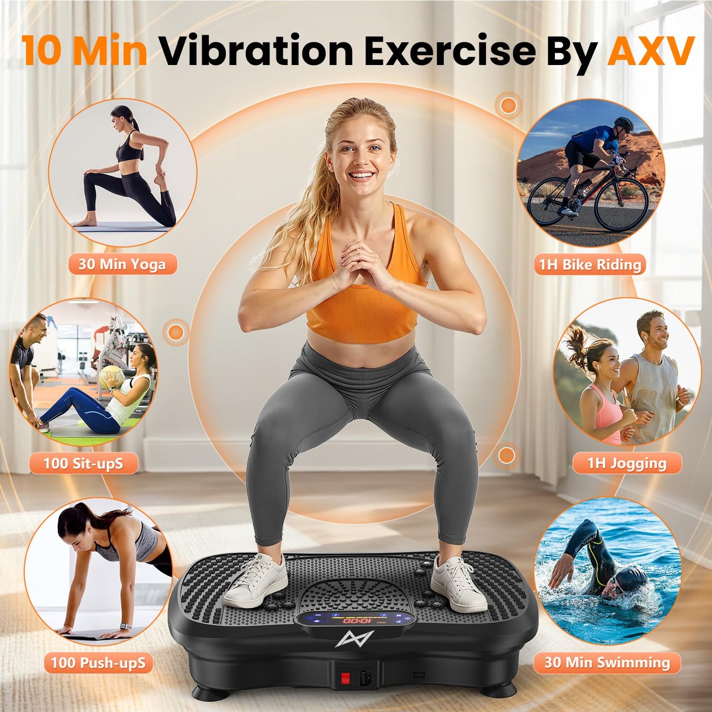 AXV Vibration Plate Fitness Platform Exercise Machine Vibrating Shaking Full Body Shaker Workout Vibrate Stand Shake Board Sport for Weight Loss Fat Burner for Gym Home Office