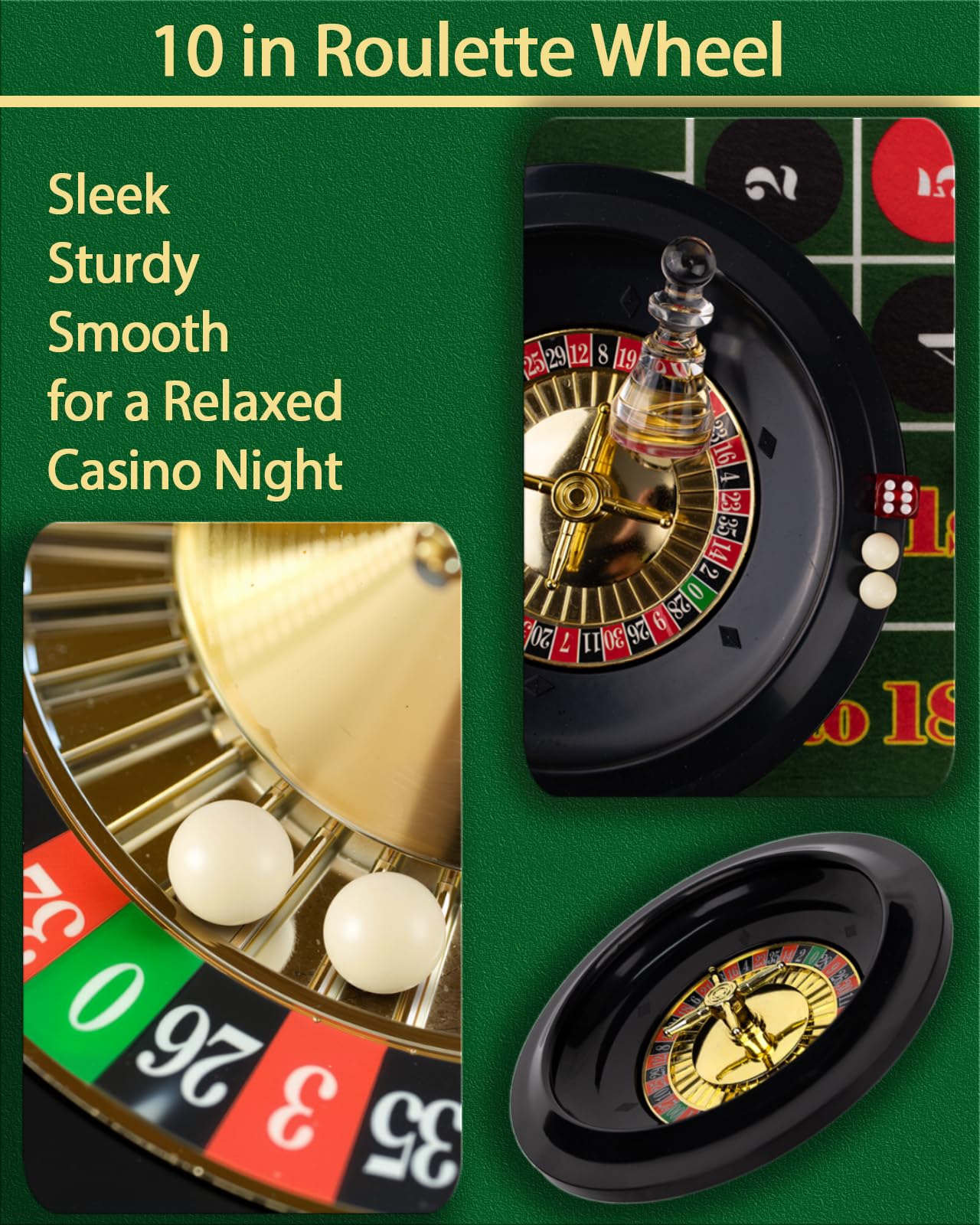 NYUUNYCOOR 5 in 1 Casino Game Complete Set: 250 Pro Poker Chips+Silent Card Shuffler, Blackjack+Roulette Wheel+Craps+Texas Holdem+Poker Kit,Table Game Mat+Playing Card+Dice+Casino Accessory